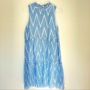 OLIPHANT Blue Chevron Tiered Dress